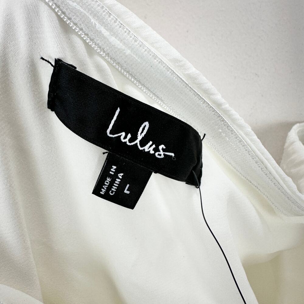 Lulus Sweet Definition White Burnout Ruffled One-Shoulder Midi Dress Large NWT - Picture 7 of 14